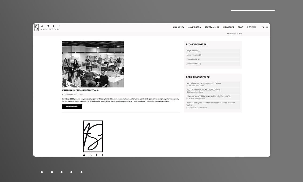 Aslı Mimarlık Kurumsal Web Sitesi