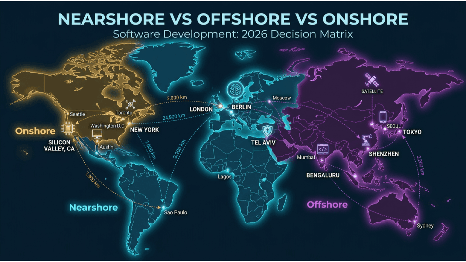 Nearshore vs Offshore vs Onshore Software Development: 2026 Decision Matrix