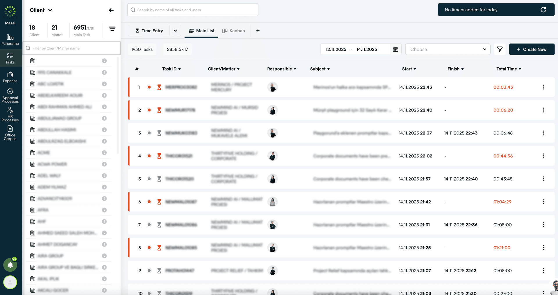 Mesaim - Time task management portal for NewMind AI