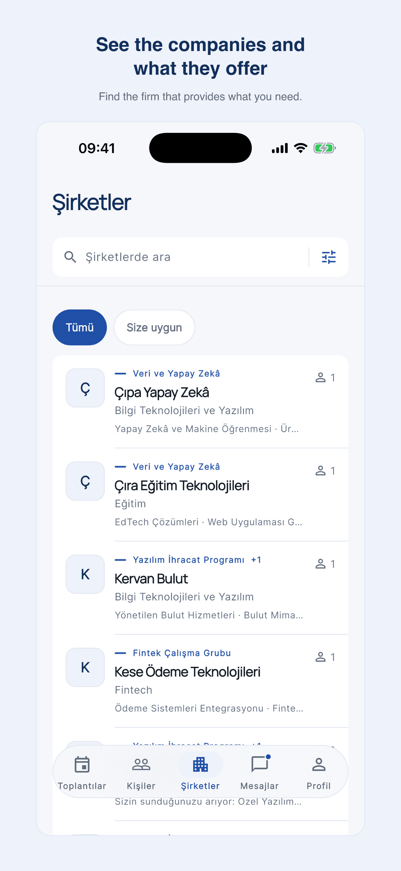 YASAD Connect: firma dizininde şirketlerin verdiği hizmetler ve sattığı ürünler