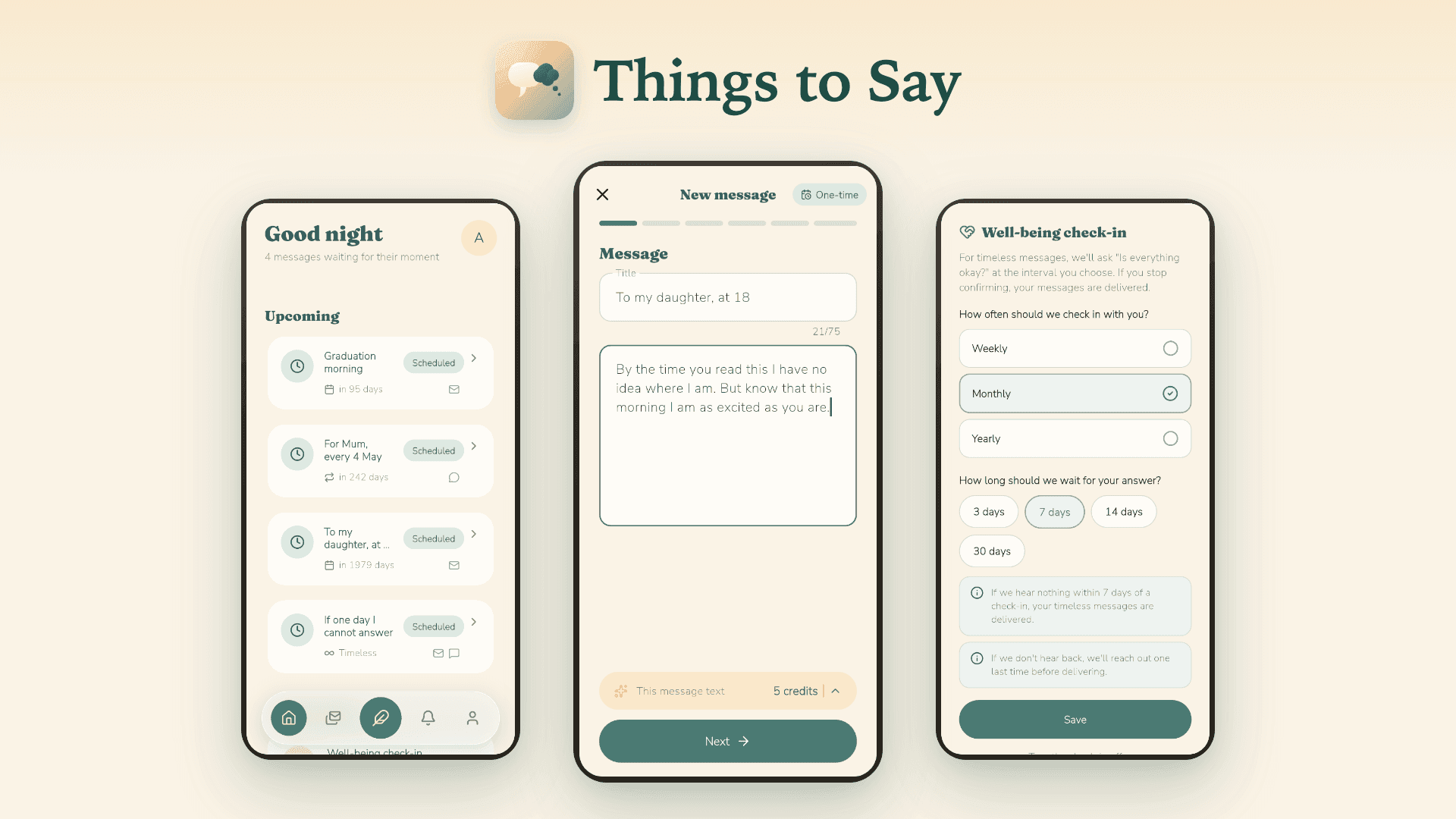 Things to Say: A Scheduled Message App for Words That Can Wait