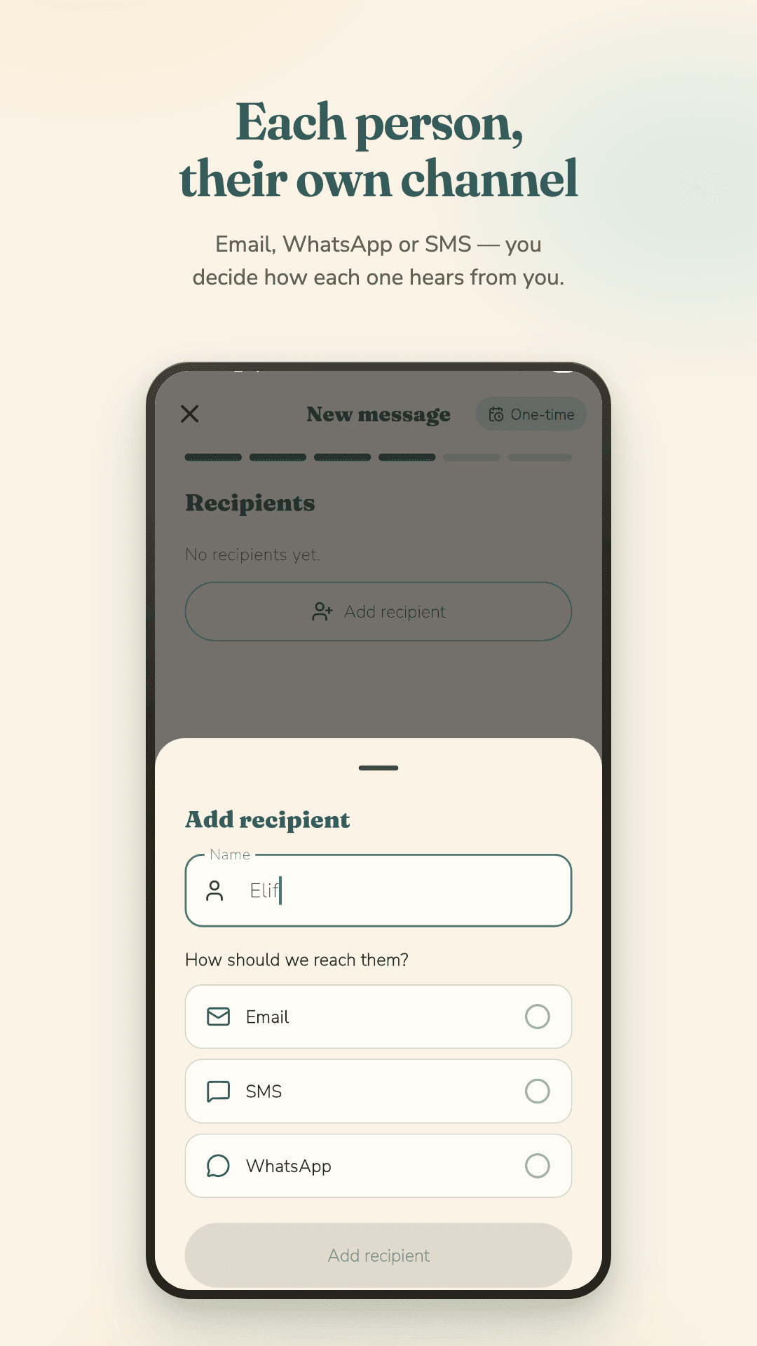 Things to Say: choosing email, WhatsApp or SMS delivery for each recipient