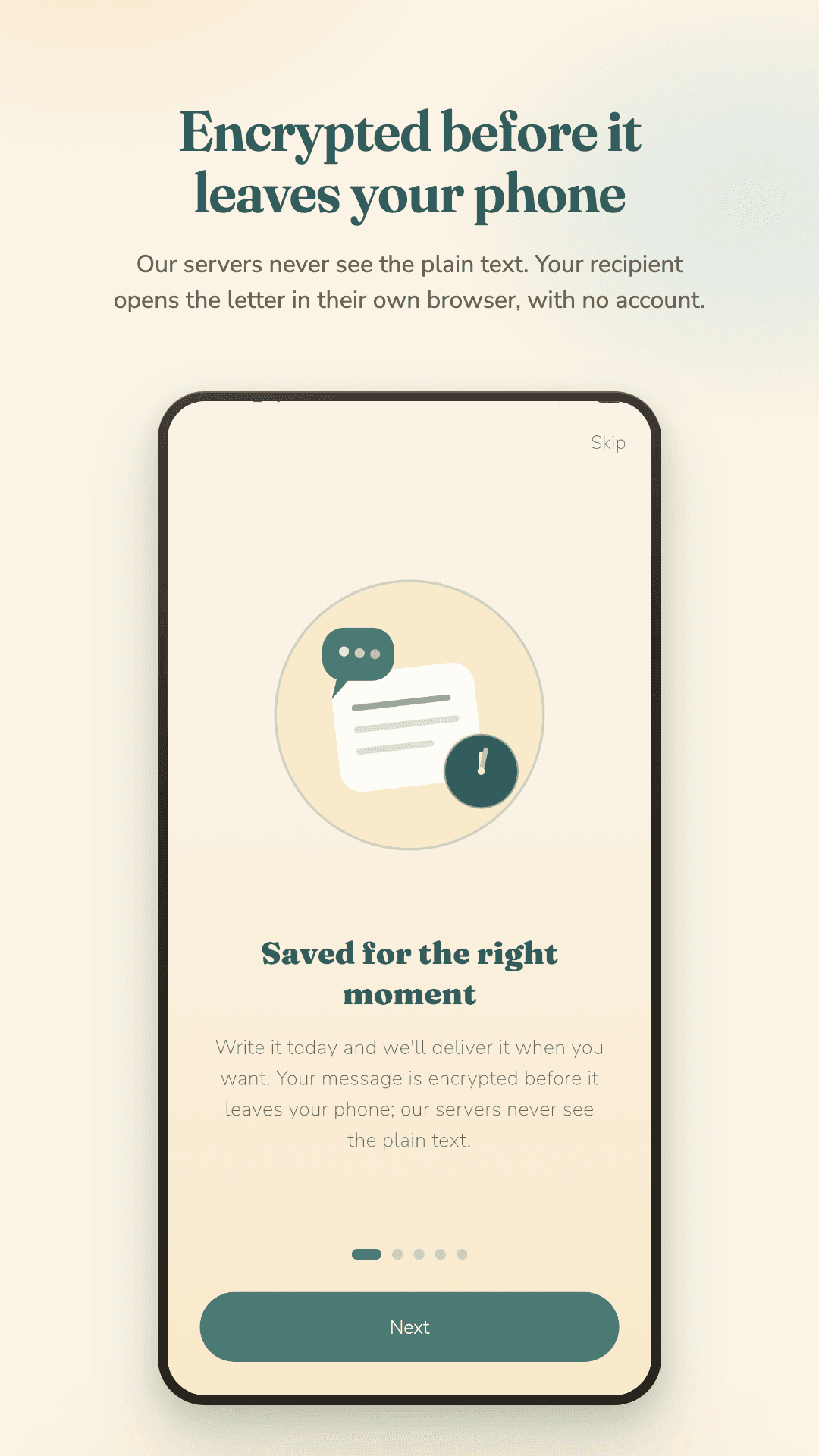 Things to Say: letters are encrypted on the phone before they leave it