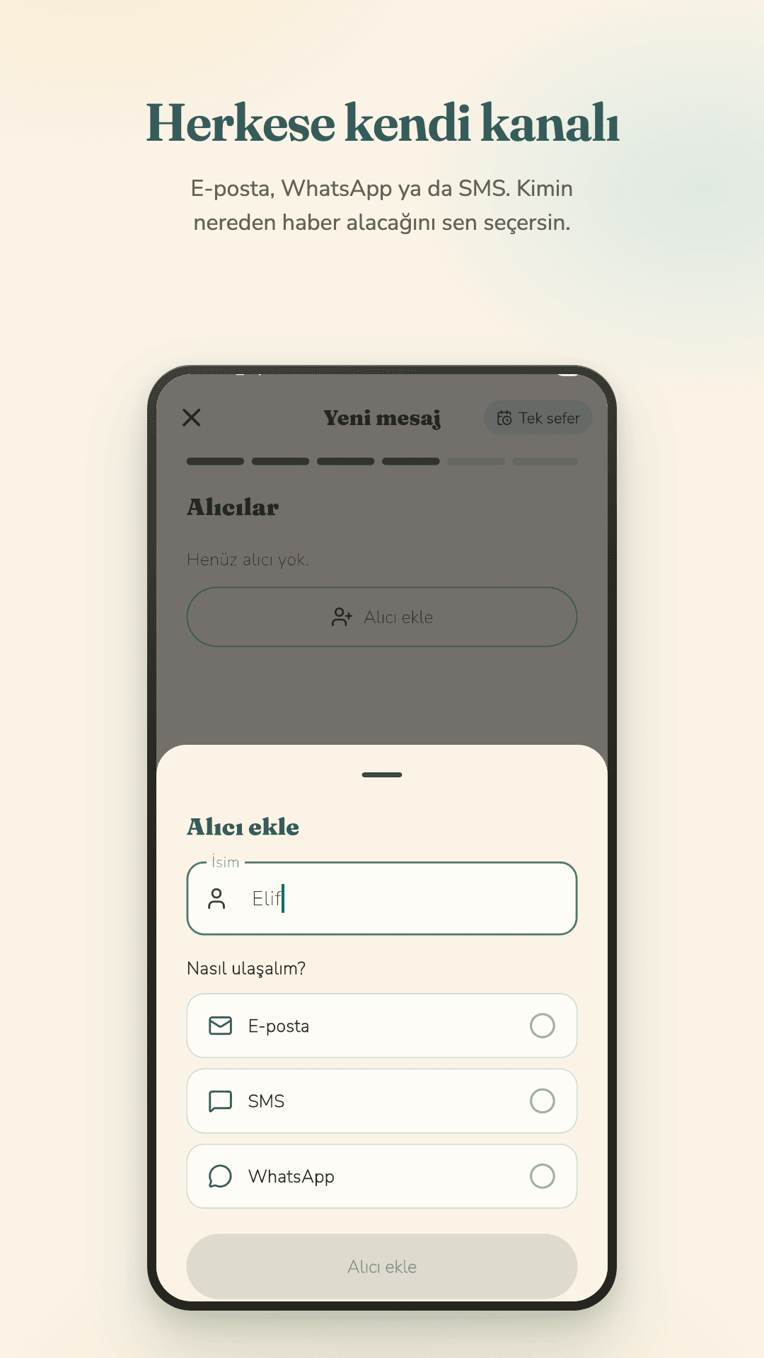 Things to Say: her alıcı için e-posta, WhatsApp ya da SMS seçimi