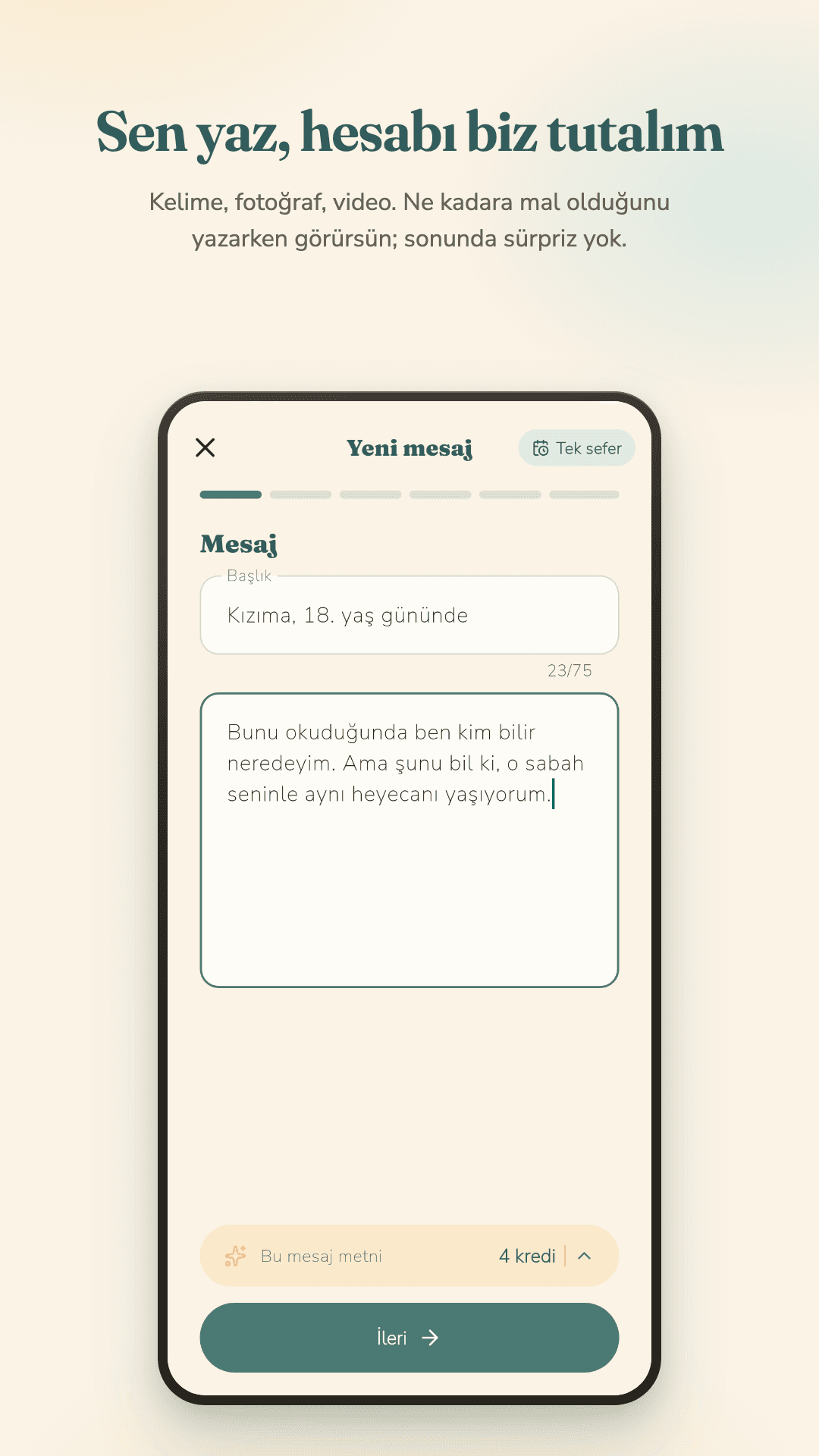 Things to Say: kelime, fotoğraf ya da videoyla mektup yazma ekranı